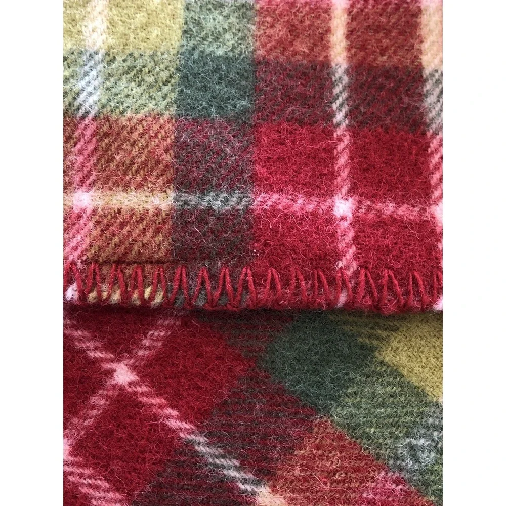 Pottery Barn Quilt Blanket 92x92 Full Queen 100% Wool 2 Shams Red Green Tartan